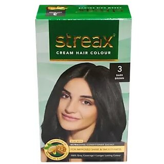                       Dark Brown 3 Cream Streax Hair Colour - 50g+50ml                                              