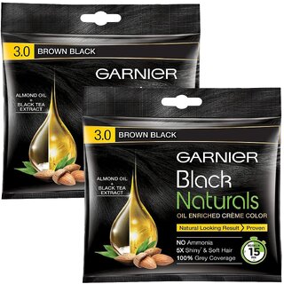                       Garnier Naturals Creme Hair Color, Brown Black - Pack Of 2 (40ml)                                              