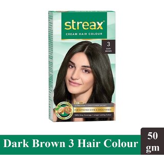                       Streax Dark Brown Hair Colour - Pack Of 1 (50g+50ml)                                              