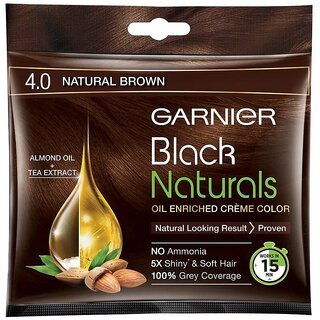 Garnier Black Naturals Cream Natural Brown 4.0 Hair Color - 20ml+20g