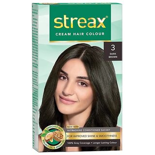                      Streax Dark Brown 3 Cream Hair Colour - 25g+25ml                                              