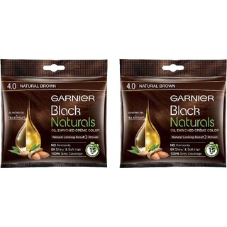 Garnier Black Naturals Cream Natural Brown 4.0 Hair Color - 20ml+20g (Pack Of 2) Garnier Black Naturals Cream Natural Brown 4.0 Hair Color - 20ml+20g (Pack Of 2)