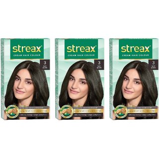 Streax Dark Brown 3 Cream Hair Colour - 25g+25ml (Pack Of 3) Streax Dark Brown 3 Cream Hair Colour - 25g+25ml (Pack Of 3)