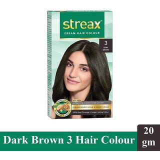                       Streax Dark Brown Hair Colour - Pack Of 1 (25g+25ml)                                              
