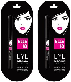 Elle 18 Eye Drama Bold Black Kajal - 0.35g (Pack Of 2)