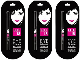 Elle 18 Eye Drama Bold Black Kajal - 0.35g (Pack Of 3)