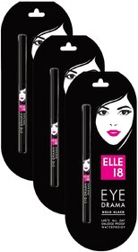 Elle 18 Eye Drama Super Black Kajal - Pack of 3 (0.35gm)