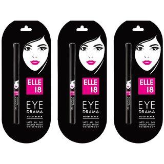 Elle 18 Eye Drama Bold Black Kajal - 0.35g (Pack Of 3)