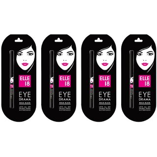 Elle 18 Eye Drama Bold Black Kajal - 0.35g (Pack Of 4)