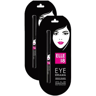 Elle 18 Eye Drama Super Black Kajal - Pack of 2 (0.35gm)