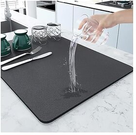 Thriftkart Dish Drying Mat for Kitchen Counter Dish Drying Pad with Non Slip Rubber Back Anti Stain for Kitchen (40x50 cm)