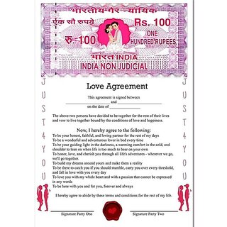 Thriftkart Love Contract Agreement Certificate Gift for Valentines Day Anniversary Wedding For Husband Wife Boyfriend Girlfriend (8.3 x 11.7 inches)
