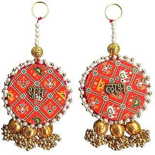                       Thriftkart Patola Style Design Subh Labh Hanging for Home Decor Shubh Labh Festive Decoration                                              
