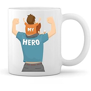                       Thriftkart My Hero Printed Ceramic Coffee Mug White 325 ml                                              