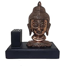 Spherulemuster Metal Antique Budha Pen Stand Monk Decorative for Home Decor (Brown 15 x 7.5 x 17cm)