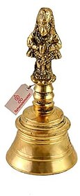 Spherulemuster Brass Hanuman Face Bell/ Ghanti for Worship Pooja (Gold)