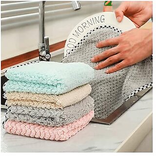                       Thriftkart Microfiber Cleaning Cloths Highly Absorbent Lint and Streak Free Multi Purpose Wash Cloth for Kitchen Car Window (25x25cm Pack of 5 Multicolor)                                              