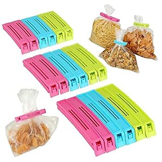                       Thriftkart 3 Different Size Plastic Food Snack Bag Pouch Clip Sealer Large Medium Small Size Plastic Snack Seal Sealing Bag Clips Vacuum Sealer (Set of 18 Multi-Color)                                              