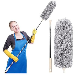                       Thriftkart Stainless Steel Microfiber Duster for Cleaning with Extension Pole Extra Long 100 inches with Bendable Head Extendable Duster for Cleaning High Ceiling Fan                                              