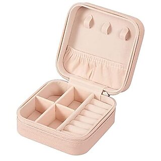                       Thriftkart Pu Leather Small Jewelry Box Travel Portable Jewelry Case For Ring Pendant Earring Necklace Bracelet Organizer Storage Holder Boxes (Pink)                                              