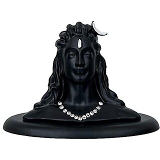                       Thriftkart Metal Adiyogi Shiva Statue Murti for Home Decor and Car Dashboard (Self Adhesive Black 2.5 in)                                              