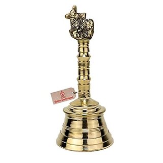 Spherulemuster Brass Ghanti Nandi Face| Ghanti for Pooja | Worship| Puja Ghanti Bell for Home Pooja (Gold 12.4x4x6.0cm)