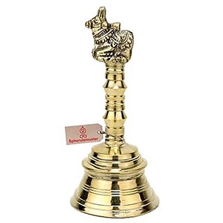 Spherulemuster Brass Ghanti Nandi Face | Ghanti for Pooja | Worship| Puja Ghanti Bell for Home Pooja (Gold11.5x5x5.50cm)
