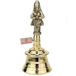 Spherulemuster Brass Ghanti Hanuman Face| Ghanti for Pooja | Worship| Puja Ghanti Bell for Home Pooja (Gold 17.60x5x5.80cm)