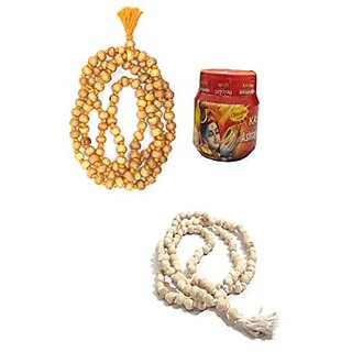 Spherulemuster Combo of Haldi Chandan Mala and White Tulsi Jap Mala with Chandan Tika Spherulemuster Combo of Haldi Chandan Mala and White Tulsi Jap Mala with Chandan Tika