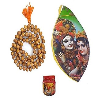 Spherulemuster Tulsi Mala (108+1 Size::8mm) Beads with Gomukhi Jholi (Digital Print) and Ashtgandh Chandan Tika Spherulemuster Tulsi Mala (108+1 Size::8mm) Beads with Gomukhi Jholi (Digital Print) and Ashtgandh Chandan Tika
