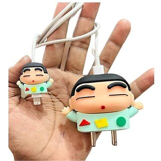                       Meyaar Silicone Protective Case For  20W And 18W Iphone Usb-C Power Adapter Charger And For Usb Lightning Cable 3D Cartoon Case For Iphone Charger 18W/20W Only (Shin-Chan With Cloths)                                              