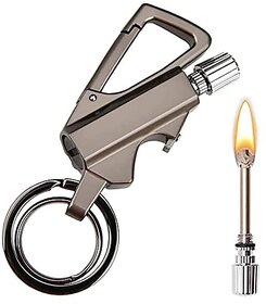 Iivaas 3 In 1 Keychain Lighter  Waterproof Cigarette Flint Lighter + Keyring + Bottle Opener  Fire Starter Match Sticks Used For Outdoor Camping
