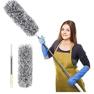                       Lubela Microfiber Feather Duster Bendable And Extendable Fan Cleaning Duster With 100 Inches Expandable Pole Handle Washable Duster For High Ceiling Fans Window Blinds Furniture (Telescopic Duster C)                                              