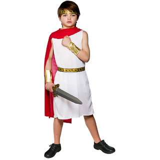                       Kaku Fancy Dresses Roman Boy Costume Of International Ethnic Wear - Red  White, For Boys                                              