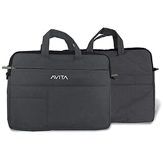 AVITA Polyester Laptop Bag/Compatible for All laptops up to 14 inch  Laptop Sleeve  Splash-Proof Laptop case  Highly Durable Laptop Bag Cum Sleeve case  3-in-1 Laptop Sleeve  Dark Grey