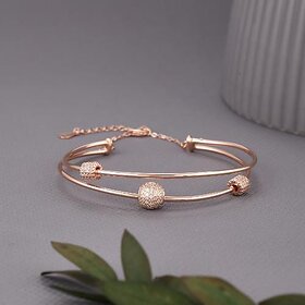 Fancy Double Layer Rose Metal Bracelet