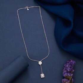 Stunning Silver Plated Flower Square Necklace
