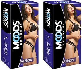 MOODS ALLNIGHT CLIMAX DELAY 10s - 2 Packs - 20 Condoms Condom  (Set of 2, 20 Sheets)