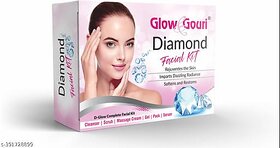 Glow & Gouri Diamond Facial Kit | Cleanser|Scrub|Massage Cream|Gel | Face Pack|Serum| 6 Item In The Box| (5x50g) And (30 ml Serum Oil)