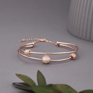                       Fancy Double Layer Rose Metal Bracelet                                              