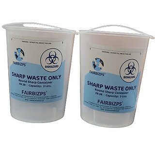 FAIRBIZPS 3L Round Sharps Container - Secure Disposal for Needles, Pac of 2 FAIRBIZPS 3L Round Sharps Container - Secure Disposal for Needles, Pac of 2