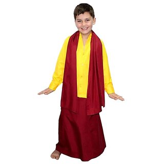                      Kaku Fancy Dresses Buddha Fancy Dress Costume/Shaolin Costume For Kids/Tibetan Monk Costume - Yellow, For Boys                                              