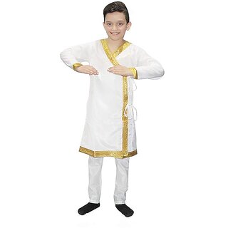                       Kaku Fancy Dresses Kathak Dress For Boy / Dance Costume / Classical Dancewear / Kathak Dance Costume Cream, For boys                                              