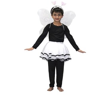                       Kaku Fancy Dresses White Skirt With Butterfly Wings For Kids / Bobra Toddler Fancy Dress - White, For Girls                                              