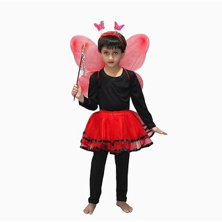                       Kaku Fancy Dresses Red Skirt With Butterfly Wings For Kids / Bobra Toddler Fancy Dress - Red, For Girls                                              
