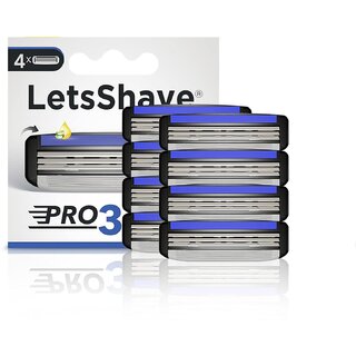 LetsShave Pro 3 Shaving Razor Blades for Men Pack of 8