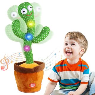                       Dancing Cactus Toy, Wriggle  Singing for Babies  Kids, Plush Electronic Toys, Voice Repeating Toy                                              