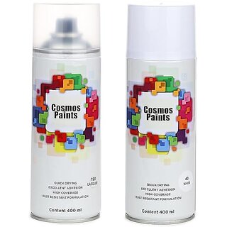                       Cosmos Paints ClearLacquer  Gloss White Spray Paint 400 ml (Combo of 2)                                              