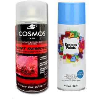                       Cosmos Paints Remover and Blue Spray Paints Combo Pack (Combo of 2)                                              