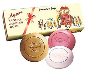 Mysore Sandal, Jasmine And Rose Soap, 1 BOX - 450g (150g each X 3)